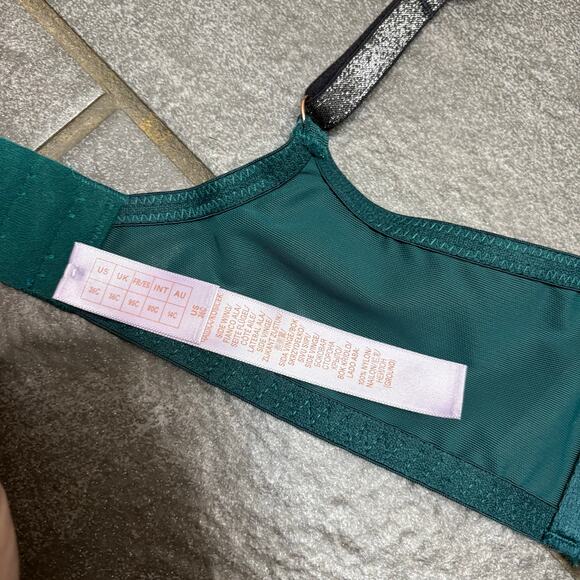 Savage X Fenty Shining Star Embroidered Half Cup Plunge Bra Wildflower Blue 36C - Picture 9 of 10